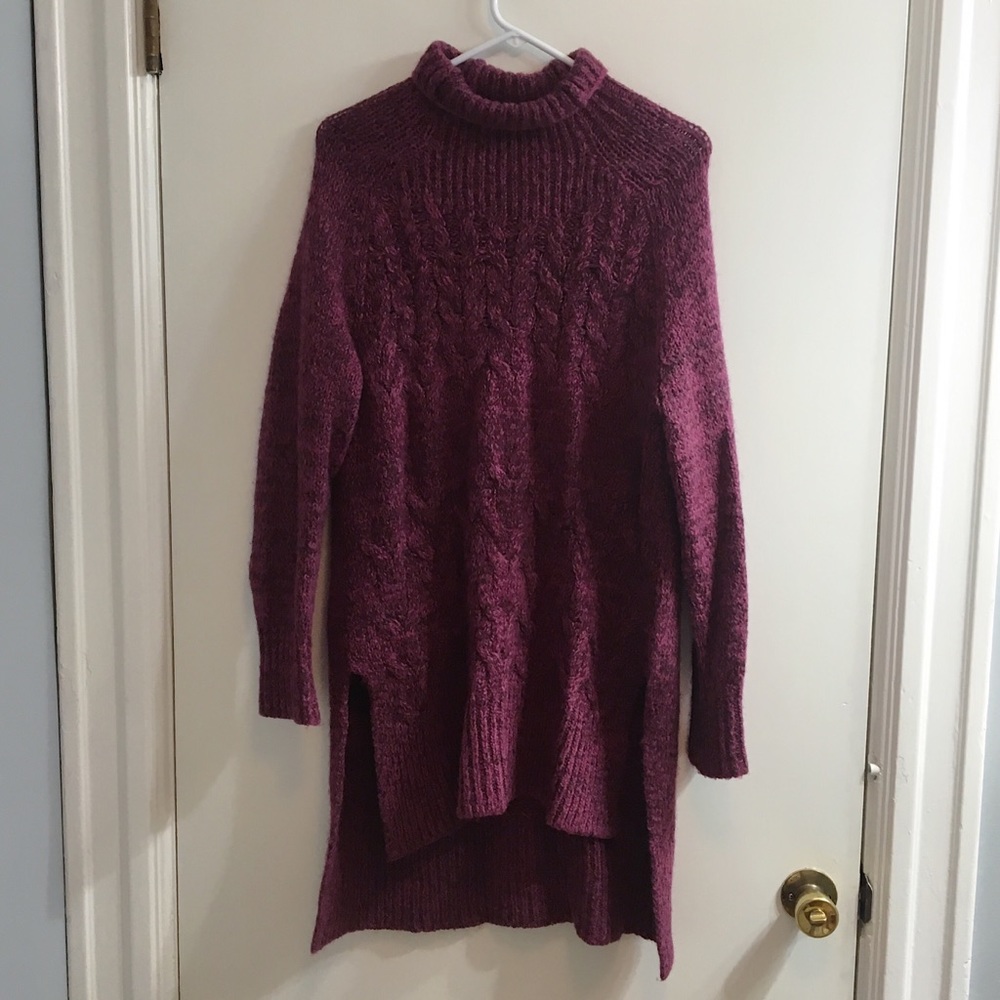 Free People Maroon Turtleneck Sweater